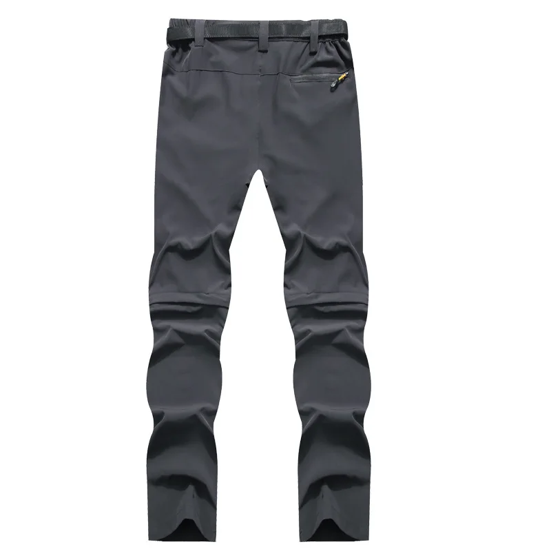 Pantalones convertibles de senderismo para hombre, pantalones de pesca ligeros con cinturón, impermeables, de secado rápido, con cremallera