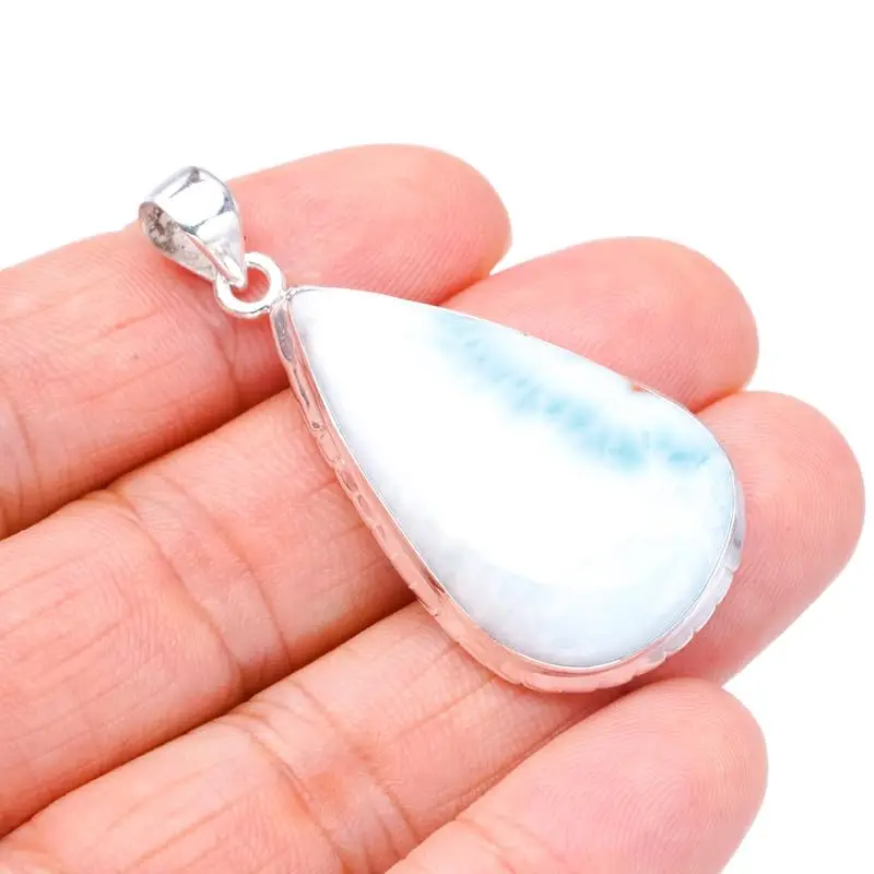 StarGems® Natural Larimar Handmade 925 Sterling Silver Pendant 2