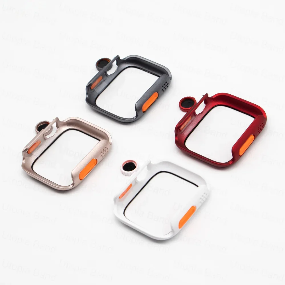 Смените на ультра для Apple Watch Φ Ultra 49 мм 8 7 45 мм 41 мм 456 SE 40 мм 44 мм закаленное стекло крышка внешний вид обновление до Ультра
