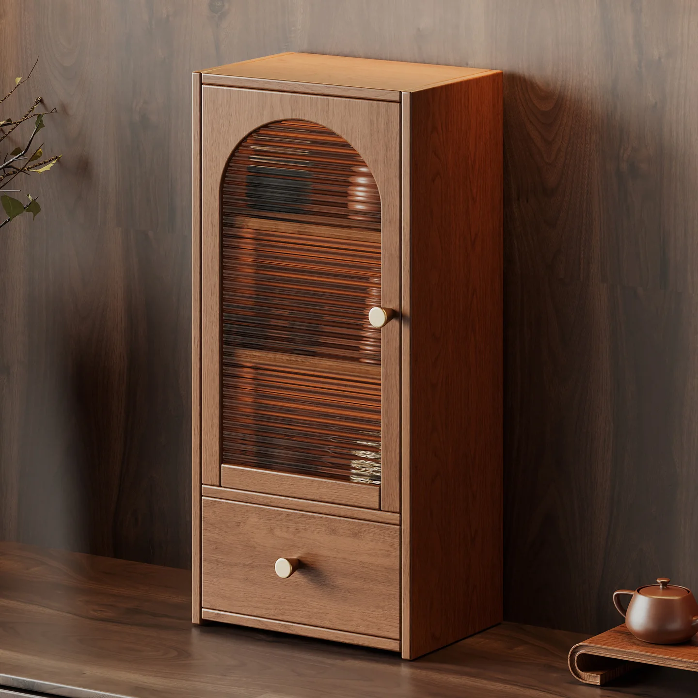 

Desktop storage cabinet, teacup mug, dustproof cup holder, figure ornament display rack, multi-layer simple with abstraction