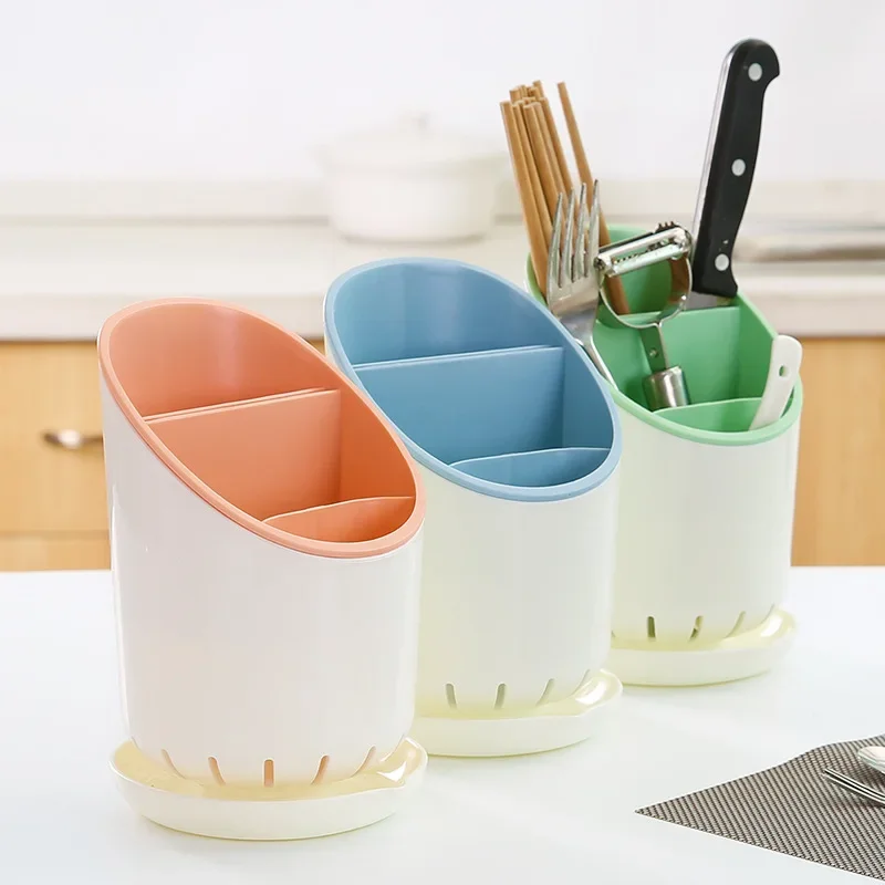 Plastic drain chopstick holder spoon rack multi-purpose kitchen tableware storage rack----Random Color