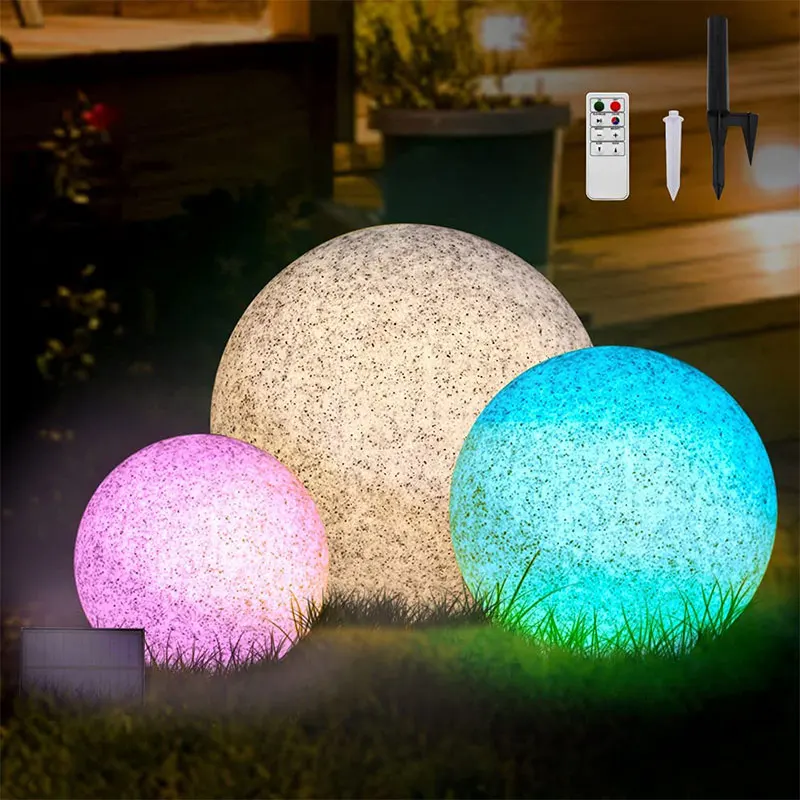 في الهواء الطلق IP65 مضيئة البطارية الشمسية البلاستيك LED الكرة ضوء متعدد الألوان تغيير لحديقة أضواء الحديقة تخطيط التلقائي #4