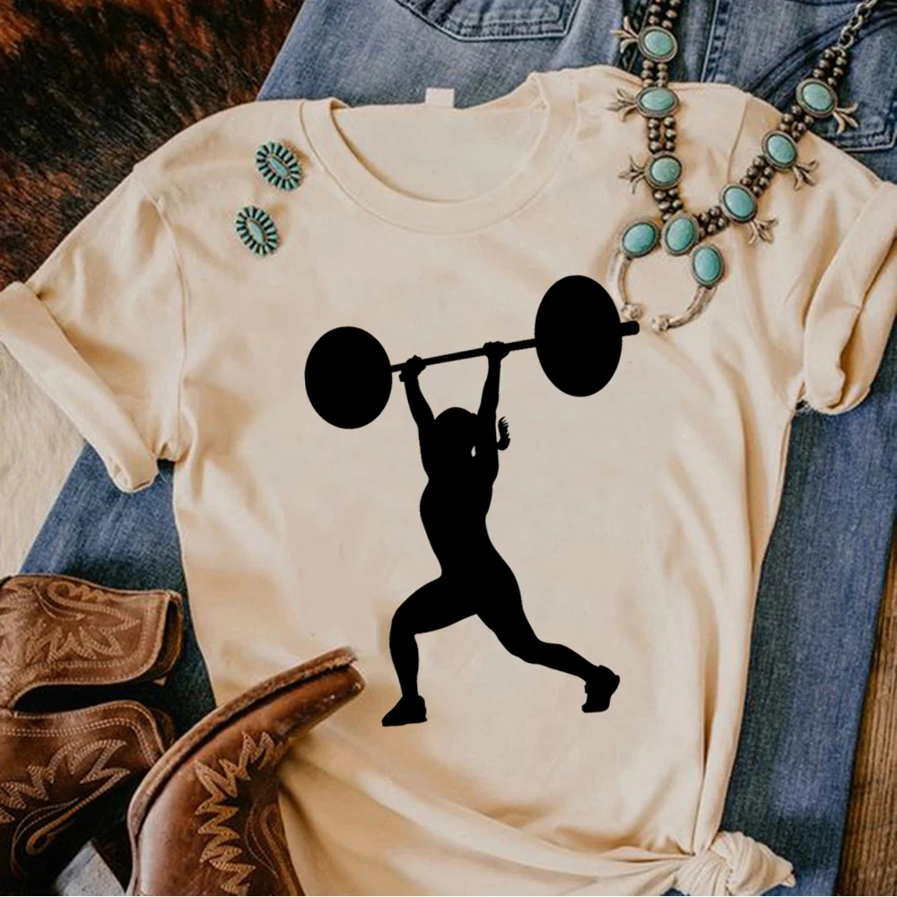 Crossfit Fitness t-shirt damski komiks letnie t-shirty damskie odzież uliczna z lat 2000