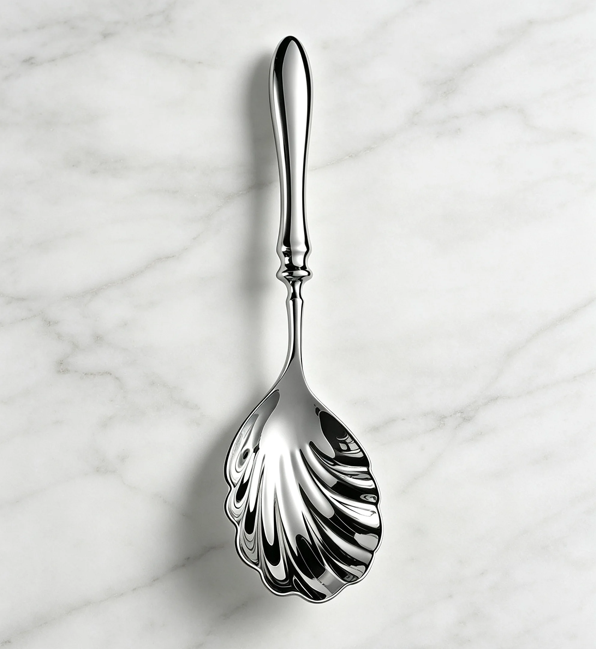 304 Stainless Steel Seashell Serving Spoon, Mirror Polished Shell Shape Table Spoon, Salad Dessert Serving Utensil for Home