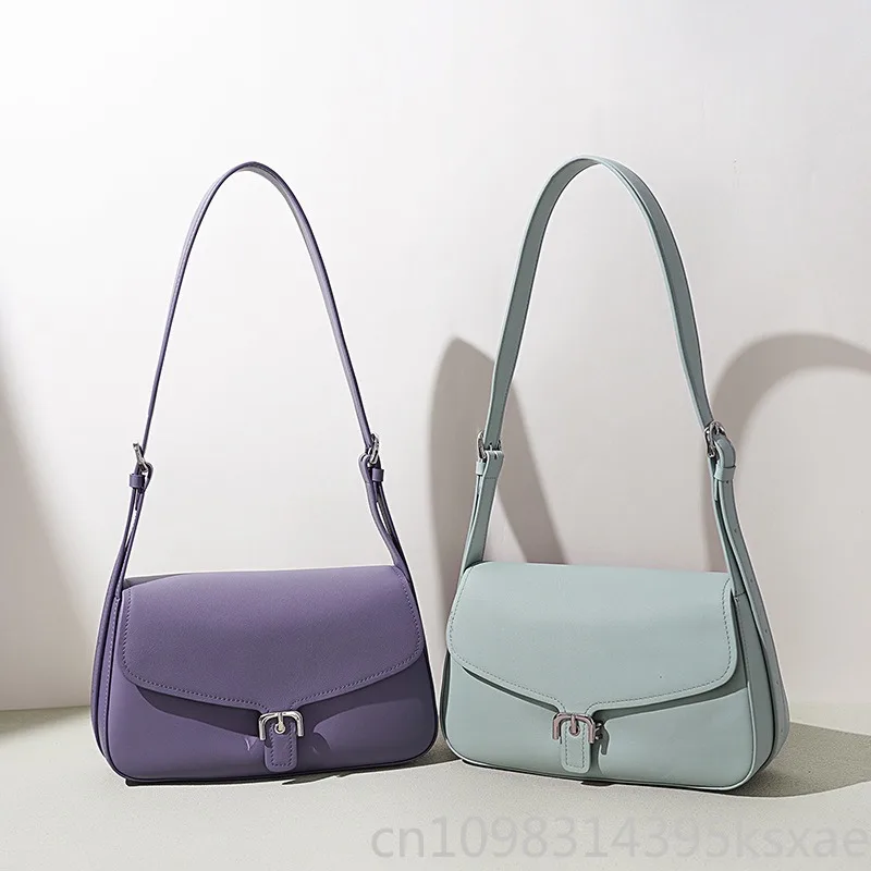 

Women's Minimalist Designer Underarm Crossbody Bag with Top Grain Leather Small Square Commuter Luxury Niche