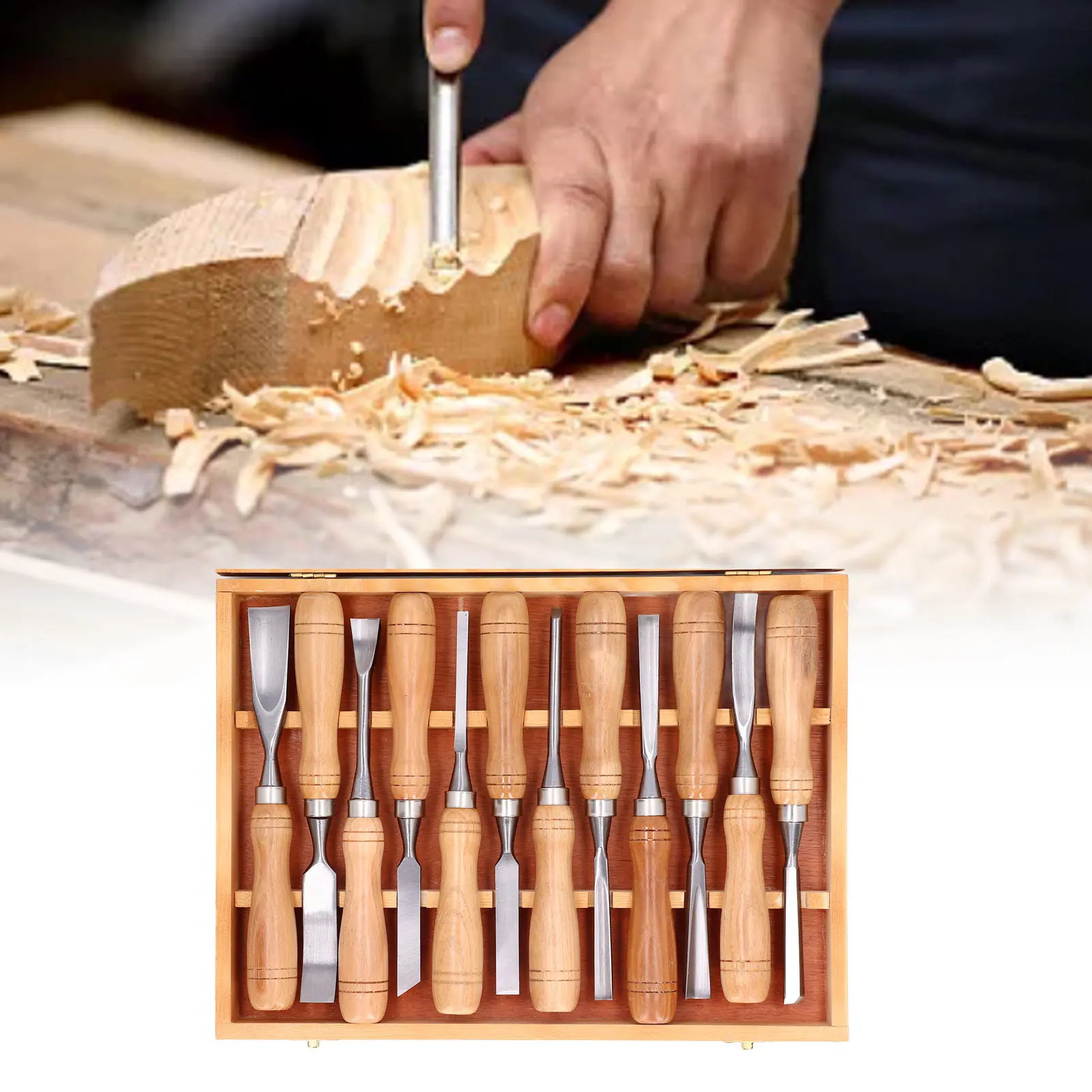 

Carving Chisel Set Wood Carving Tools CRV Blade Wooden Handle Engraving Chisel Set for DIY Handicrafts Wood Carving Tools