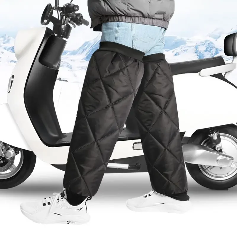 Motorcycle Windproof and Warm Knee Pads Winter Velvet and Thickened Battery Car Cold-proof Zipper Outer Leg Pads