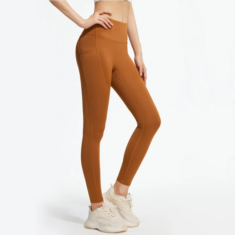 Yoga-Hose für Damen, 2025, pfirsichfarben, Hip-Lift, hohe Taille, Gym-Leggings mit Tasche, Laufen, Fitness, Sporthose, Workout, Sportbekleidung, Kleidung