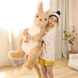 Cute Mother & Child kangaroo Plush Toys Kawaii Big Size Kangaroo Plushie Pillow Stuffed Dolls for Children Baby