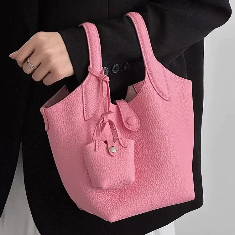 

Handbag Women One Shoulder Crossbody Casual Soft Leather Versatile Bucket Bag Korean Version New Fashion Hand Bag Sweet Style