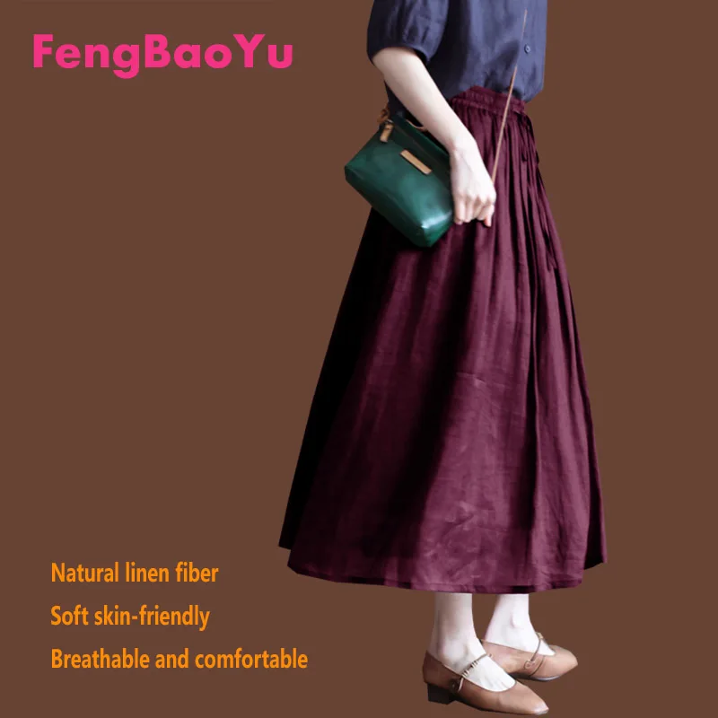 

Fengbaoyu Linen Spring and Summer Lady's Bust Skirt Retro Literary White Medium-length Skirts for Women All Kinds of Comfort 5XL