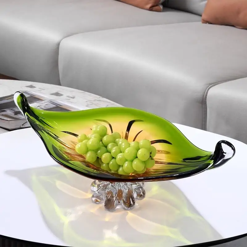 2025 new high-value exquisite light luxury high-end glass fruit plate living room coffee table household fruit plate