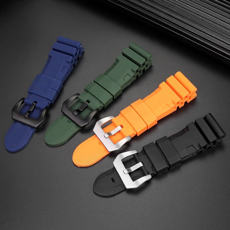 Quality Import Fluoro Rubber Watchband For Panerai Strap For PAM1392/0682 111 441 616  a soft silicone strap 22mm 24mm 26mm