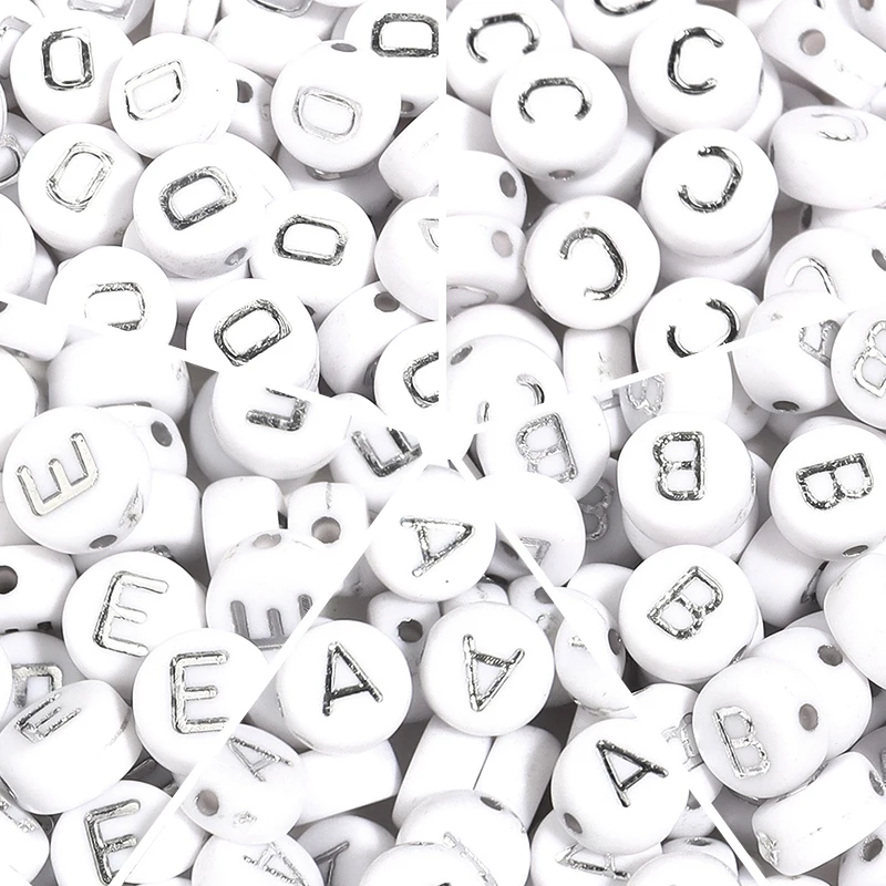 100 Stück/Lot runde, flache Acryl-Buchstabenperlen A-Z, englisches Alphabet, lose Abstandsperlen für Schmuckherstellung, DIY-Armband-Zubehör – Detail 6