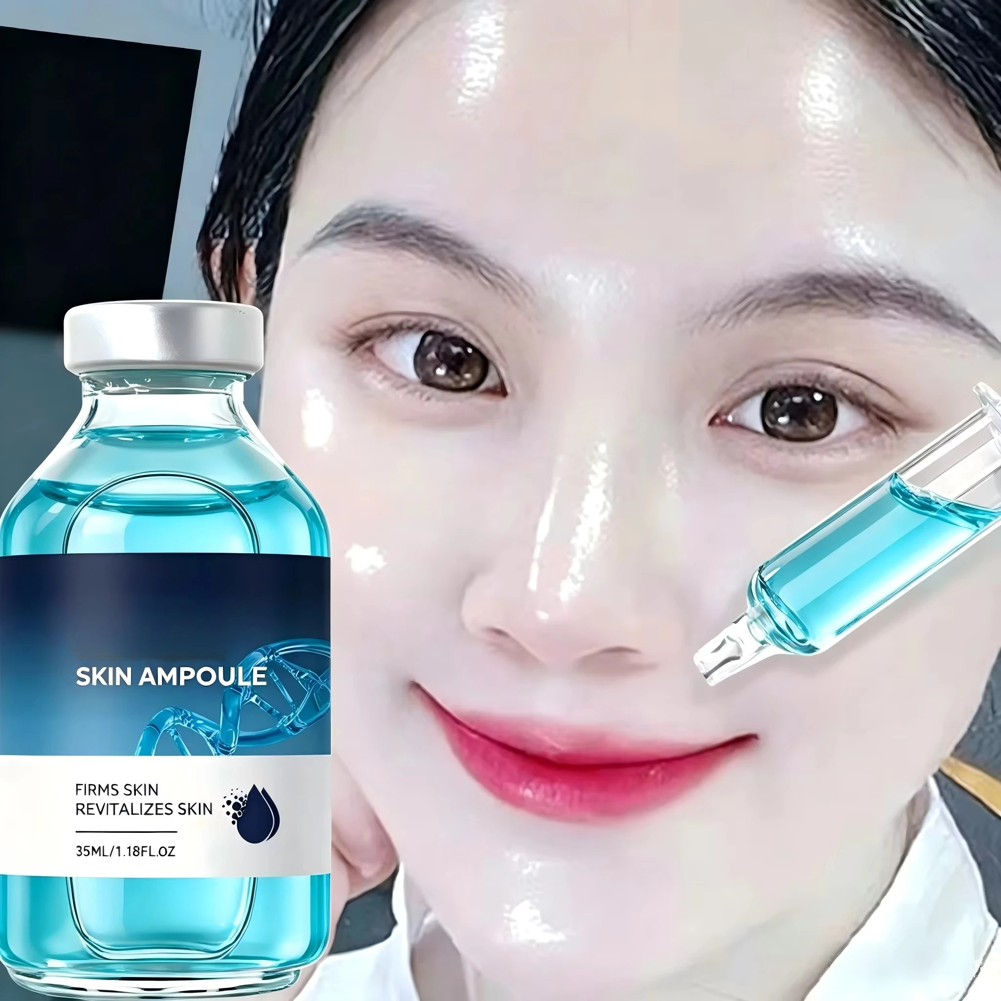 Brightening Firming Ampoule Serum Hydrating Water Lock Smooth Elastic Glow Fine Texture Concentrated Facial Essence for All Skin