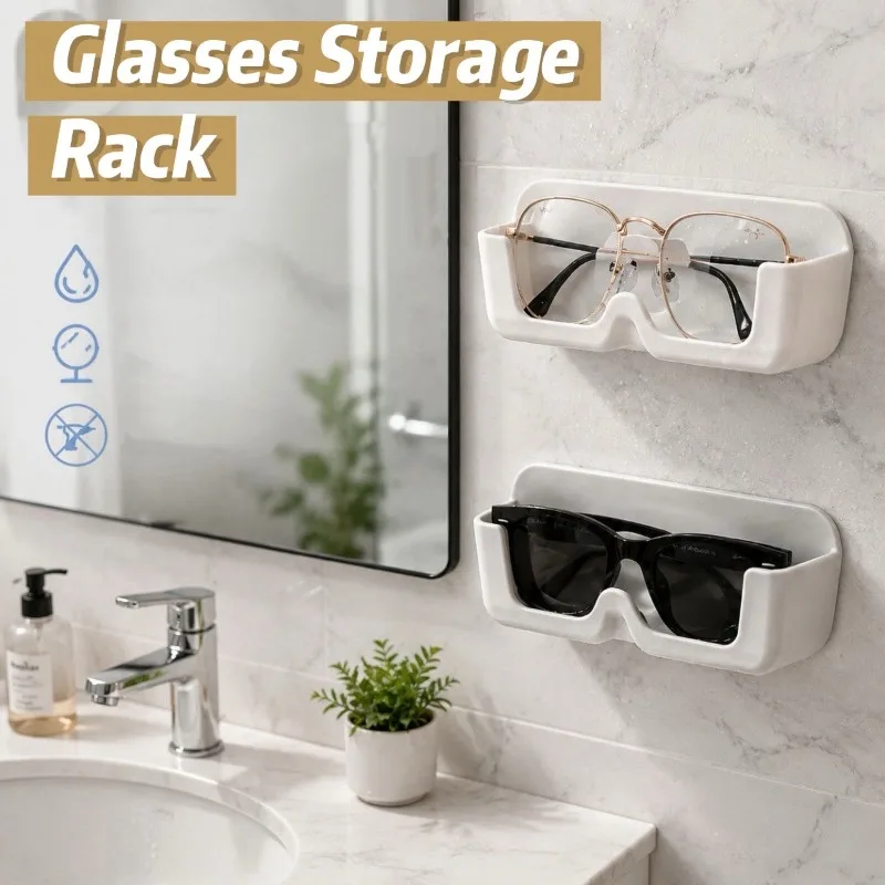 Glasses Storage Rack Wall Mounted Non Perforated Wall Anti Pressure Display Bathroom Bedside Myopia Sunglasses Storage Rack