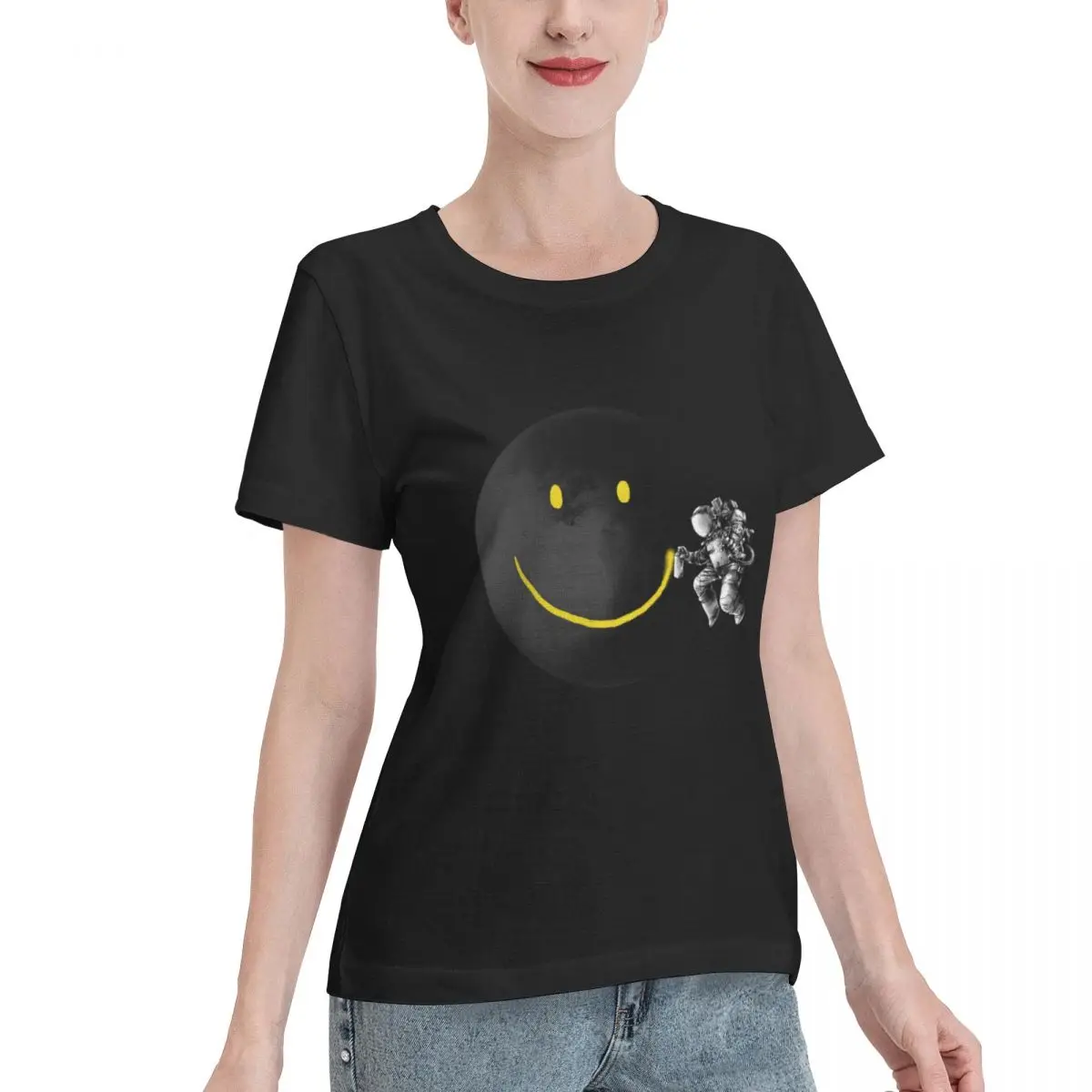 No Fade Make A Smile Oversized Women's T-shirt Urban Home Casual Tee