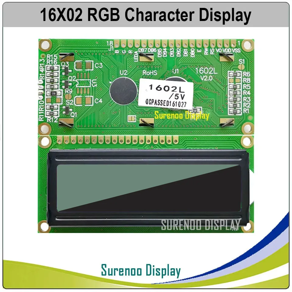 Surenoo 162 16X2 1602 5.0V Character LCD Module Display Screen LCM FSTN Positive Negative 7 RGB Colors Backlight