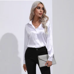 2023 Autumn Fashion Women Shirt Simulated Silk Shirt Female Clothing Solid Women Blouse Elegant and Youth Shirts OL Womens Tops