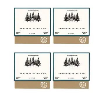 Chicle remineralizante de menta natural orgánica 2025, sin azúcar, para refrescar el aliento y cuidar el esmalte dental. 4 cajas. 10 best sales Chiclete - №5