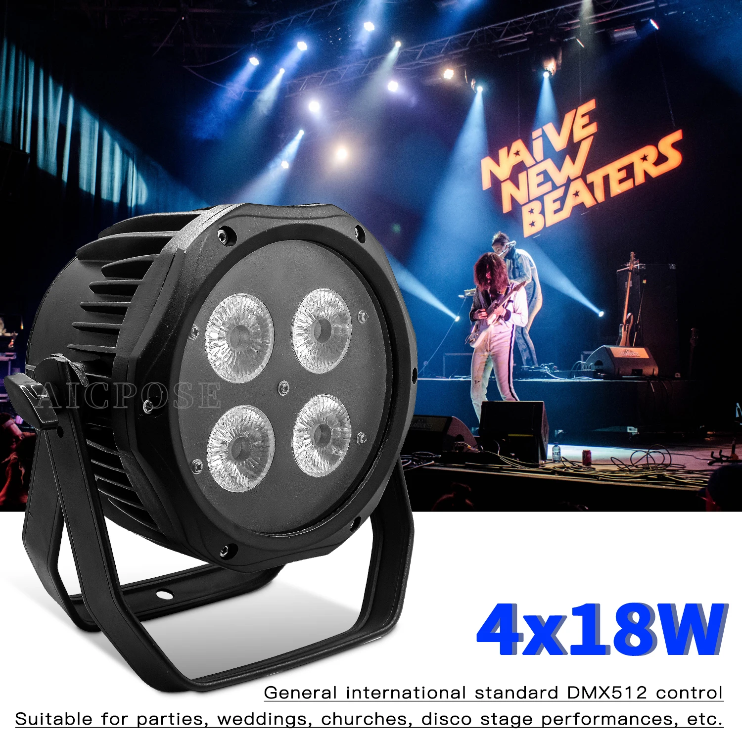 4Pcs/Lots LED Par light 4x12W RGBW/4x18W RGBWA+UV 6 in 1 Waterproof Stage Light DMX Control Professional DJ Disco Equipment