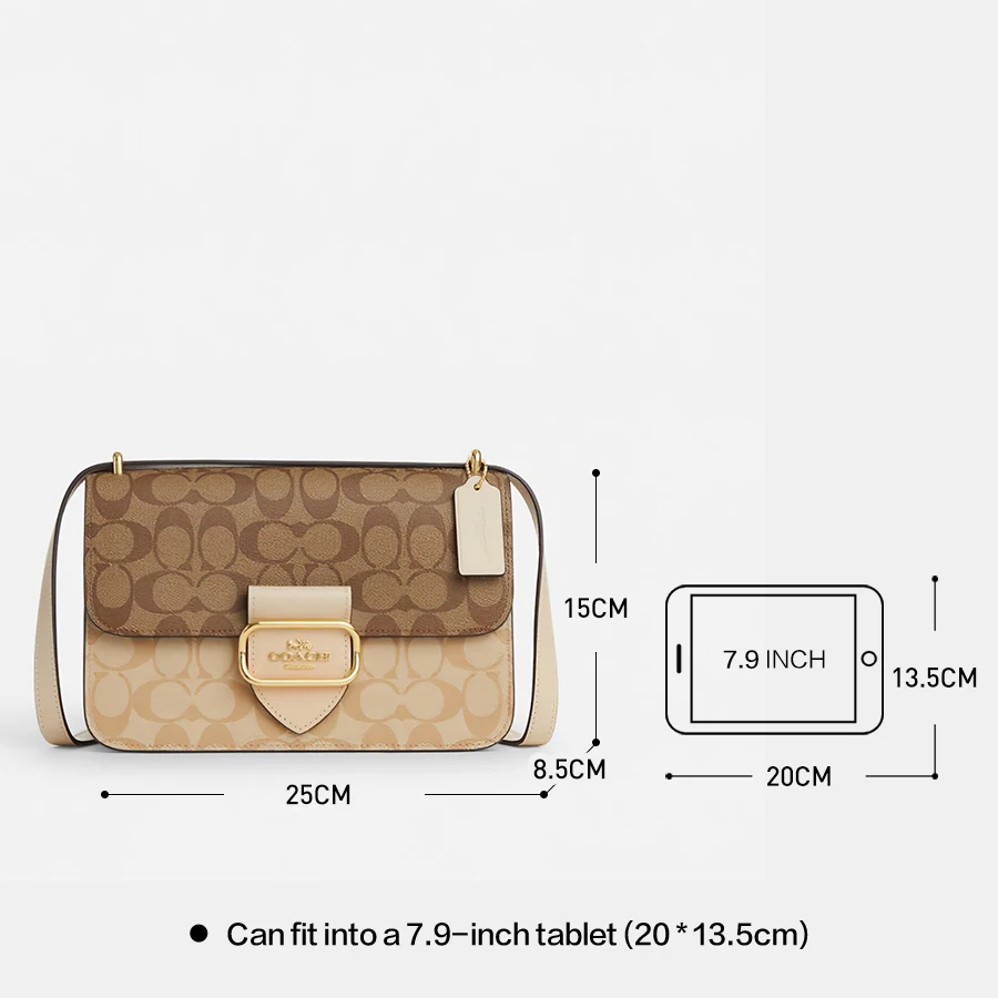 COACH women's khaki color matching shoulder bag crossbody bag PVC with leather CM089 IMOT4