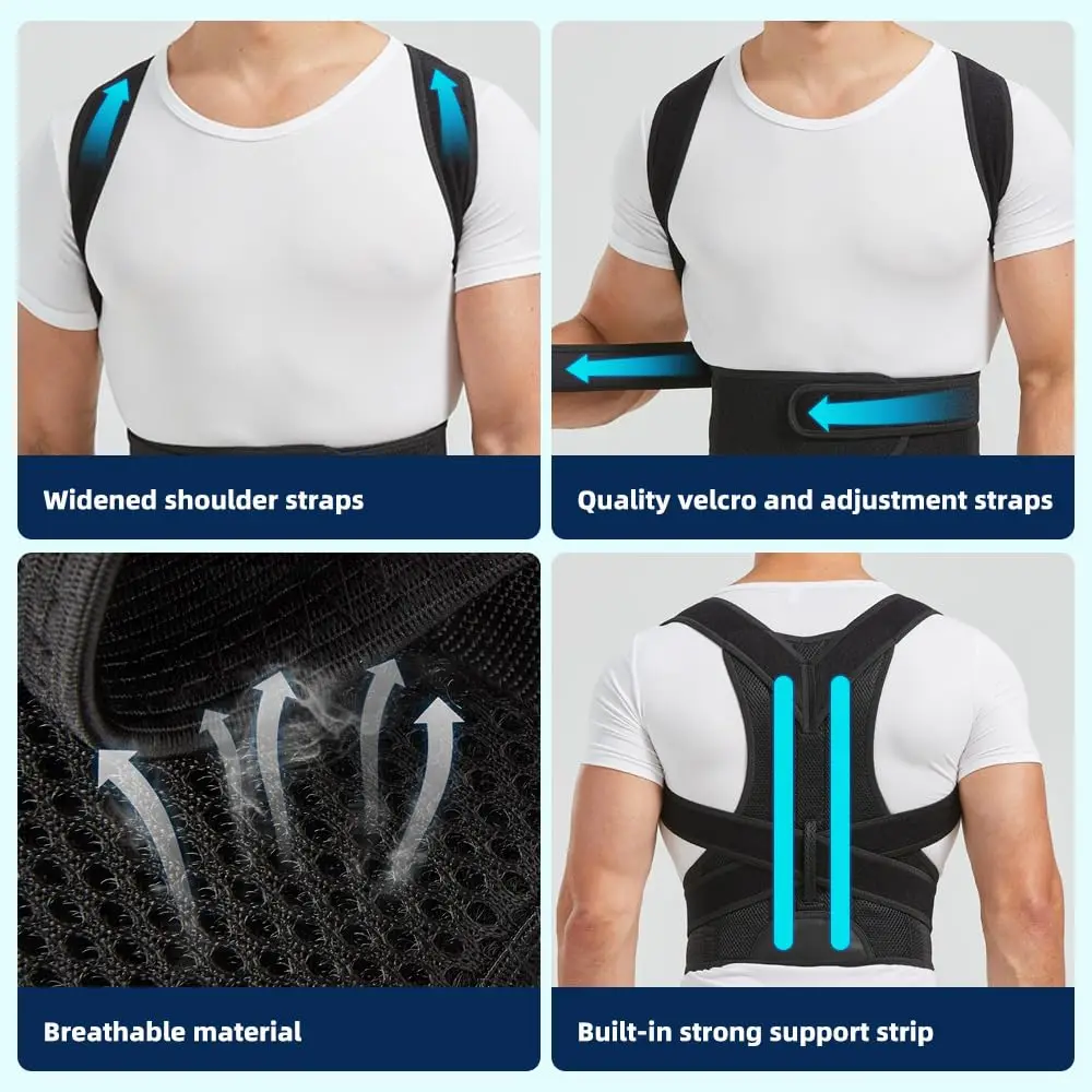 Back Brace Posture Corrector for Women & Men Shoulder Straightener Adjustable Full Back Support Upper and Lower Pain Relief