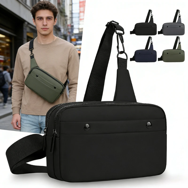 

Мужская нейлоновая сумка-мессенджер через плечо, водоотталкивающая, маленькая, для активного отдыха, велоспорта, нагрудная сумка с несколькими карманами, надежная застежка-молния, для путешествий