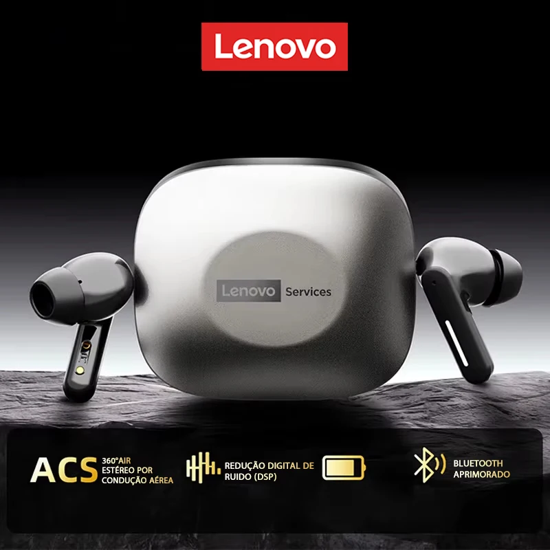Novo fone de ouvido Lenovo LE209 sem fio, atualizado com Bluetooth 6.0, cancelamento de ruído, fones de ouvido esportivos, 30 horas de bateria de longa duração, com microfone.