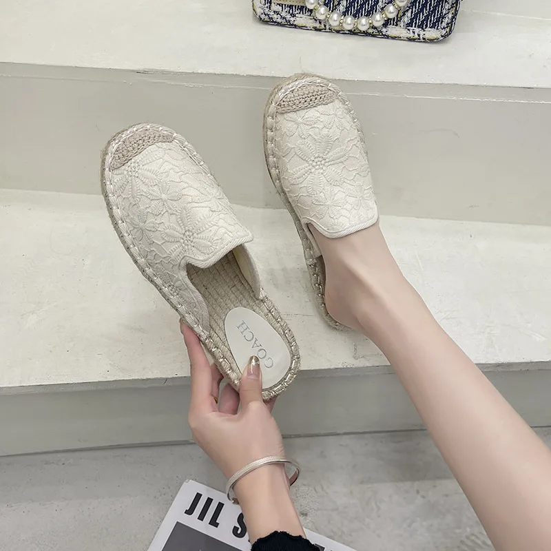 2023 Women Mules Sandal Fashion Flowers Slippers Women Comfort Low-heel Slides Slip on Casual Summer Solid Slippers Shoes Women