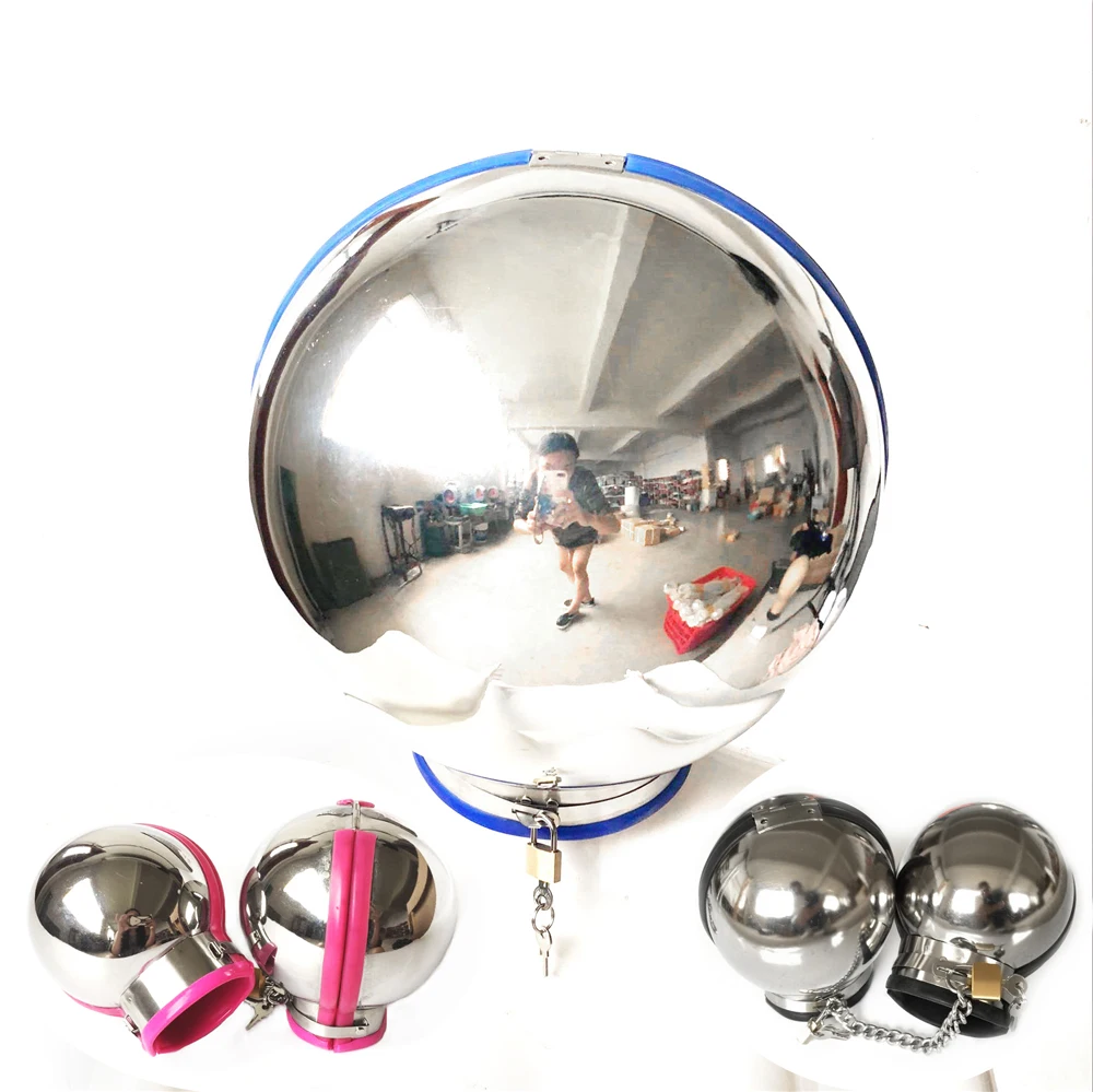 Stainless Steel Metal Ball Head Hood Helmet BDSM Bondage Closed Handcuffs Chain Adult Sex Toys Dog Slave Fetish  Device