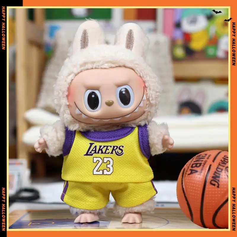 New Popular Kawaii Cartoon Anime Cute Labubu Monster Doll Basketball Doll Fashion Clothing Set Diy Children's Toy Birthday Gift