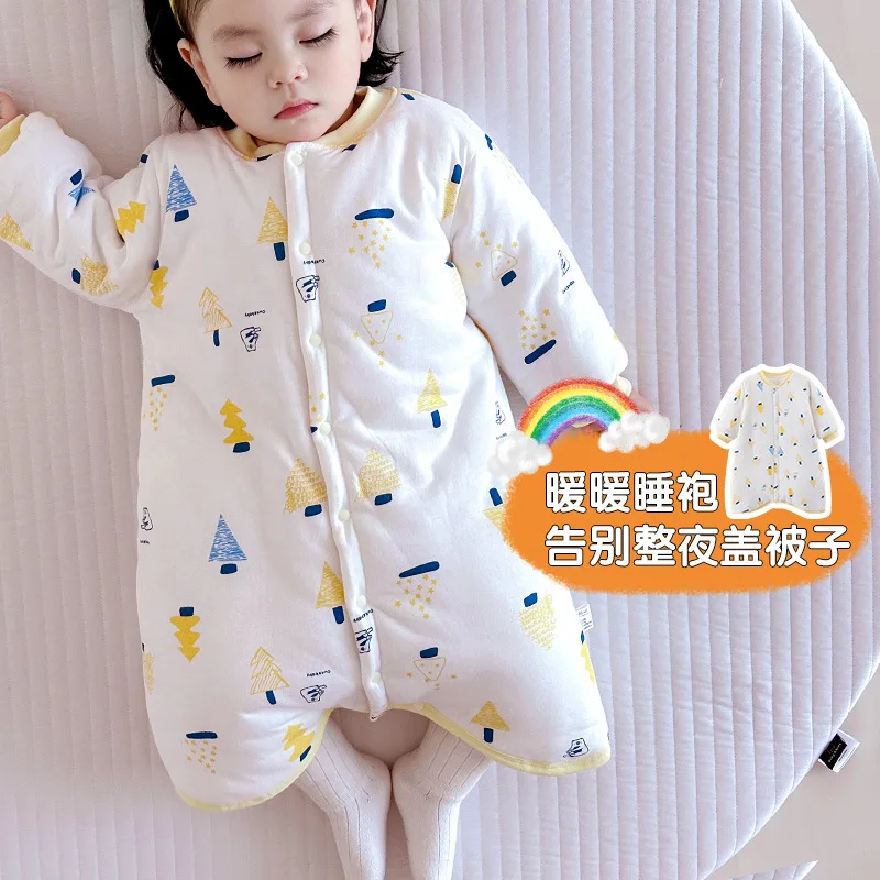 

Baby Boys Girls Robe Autumn Winter Cute Print Rompers Round Neck Warm Jumpsuit Comfortable Sleepwear Children Clothing 0-3 Years