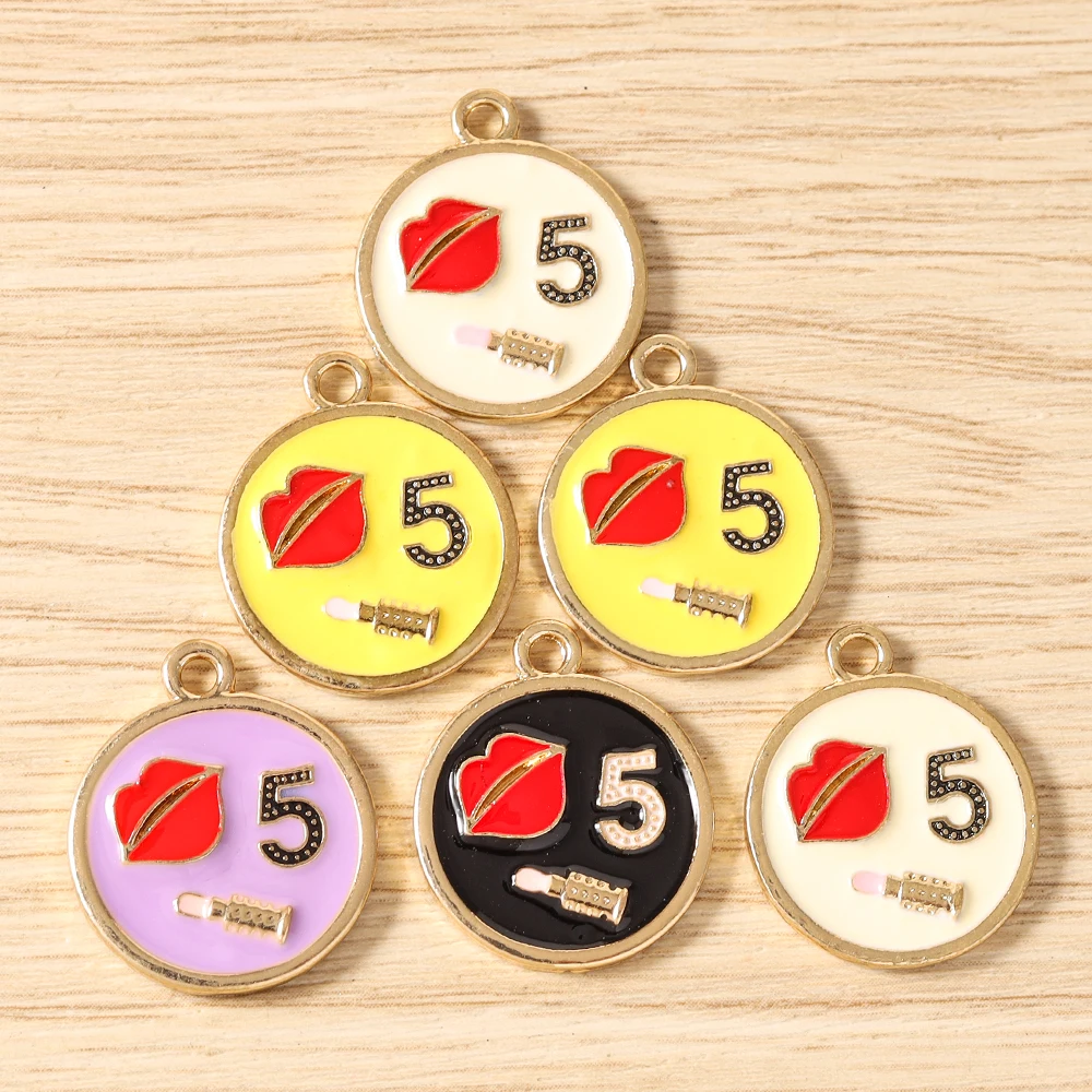 Tusember 10 Stück/Set Niedliche Emaille-Lippenstift-Anhänger für die Herstellung von Ohrringen, Halsketten, Armbändern, DIY-Schmuckzubehör – Detail 1