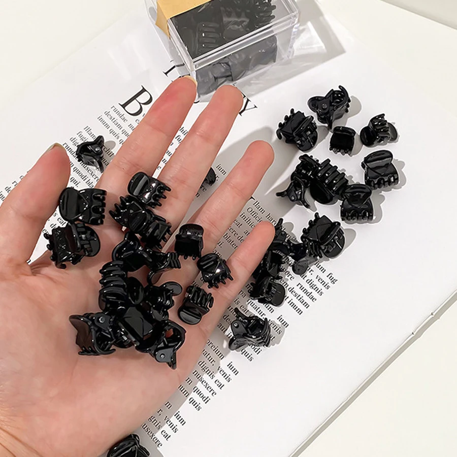 

50 Piece Set of Mini Black Matte Crab Hair Clips - Trendy Hair Accessories for Girl | Ideal for Loose Hair Fixing & Bridal Looks