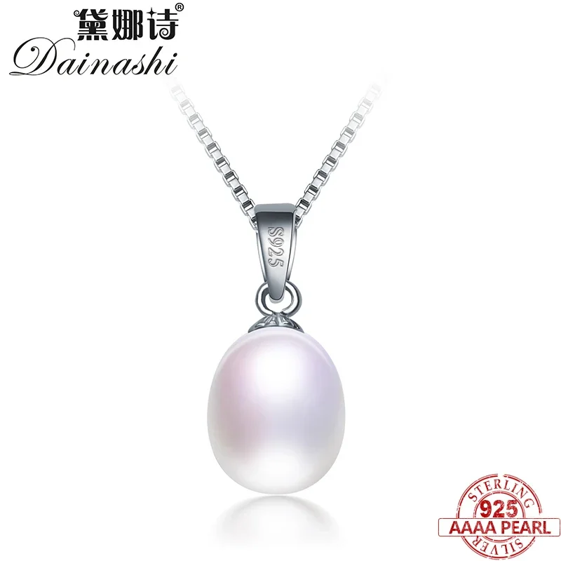 Dainashi Hot Natural Freshwater Pearl Pendant 8-9mm Water Drop Necklace Fashion 925 Sterling Silver High Jewelry Gift for women