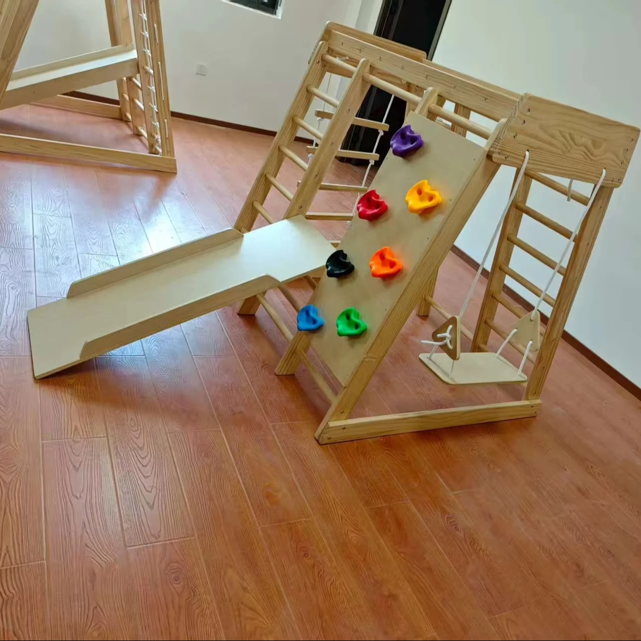 Wooden Kids Climbing Frame Ladders Toys Climb Game Indoor Climbing Arch and Ramp Frame for Outdoor Children Playground