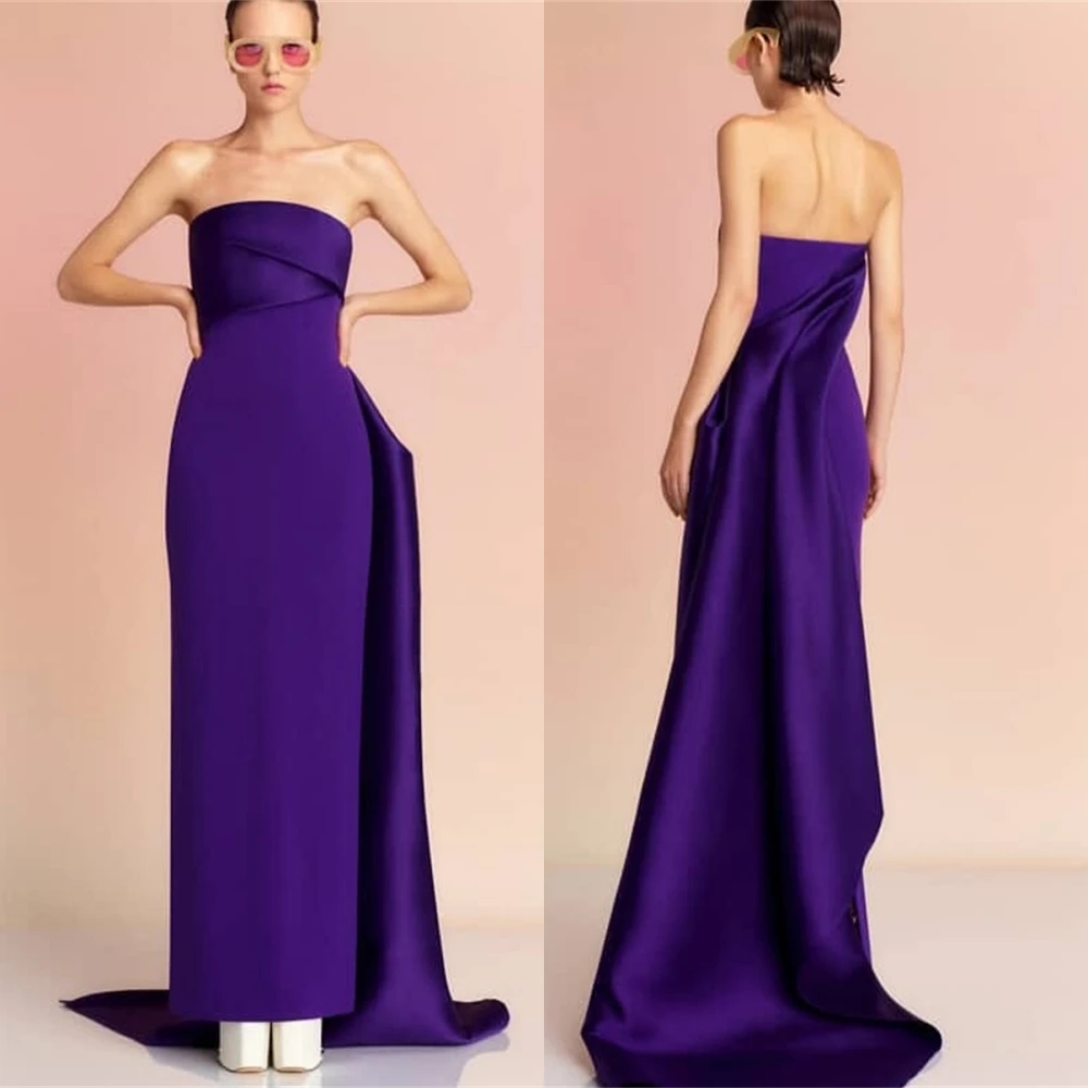 فستان سهرة مخصص بدون حمالات، فستان كوكتيل جيرسي أرجواني بسيط، فستان فاخر، فساتين مناسبة خاصة