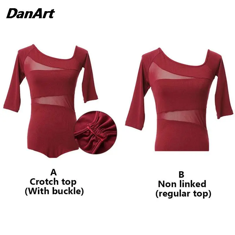 Damen Tanz Tops für Frauen Ballsaal Latin Yoga Crop Tops Shirt Erwachsene Weibliche Sexy Mesh 1/2 Ärmel Bluse Tanz Trikot Kleidung