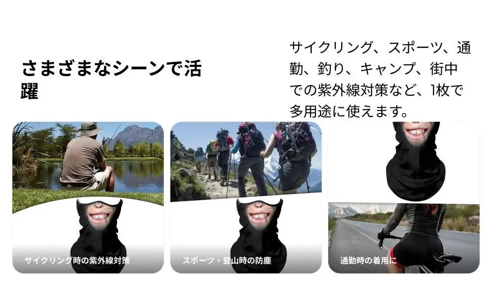 Atividades ao ar livre proteção solar lenço facial respirável earloop pescoço gaiter para viagens ciclismo esportes mulheres homens