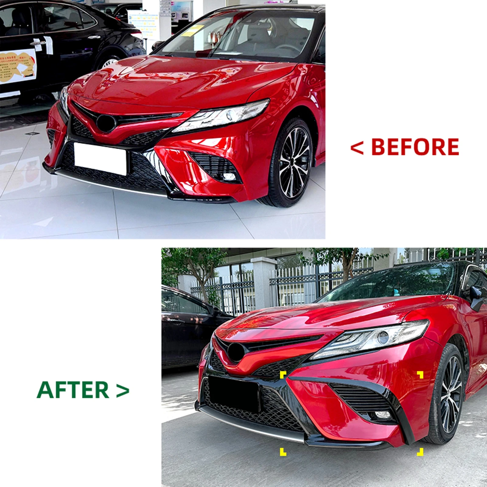 For Toyota Camry 8th SE XSE 2018-2020 Sport Front Bumper Side Air Vent Cover Trim Fog Light Lamp Intake Hood Splitter Frame Kit