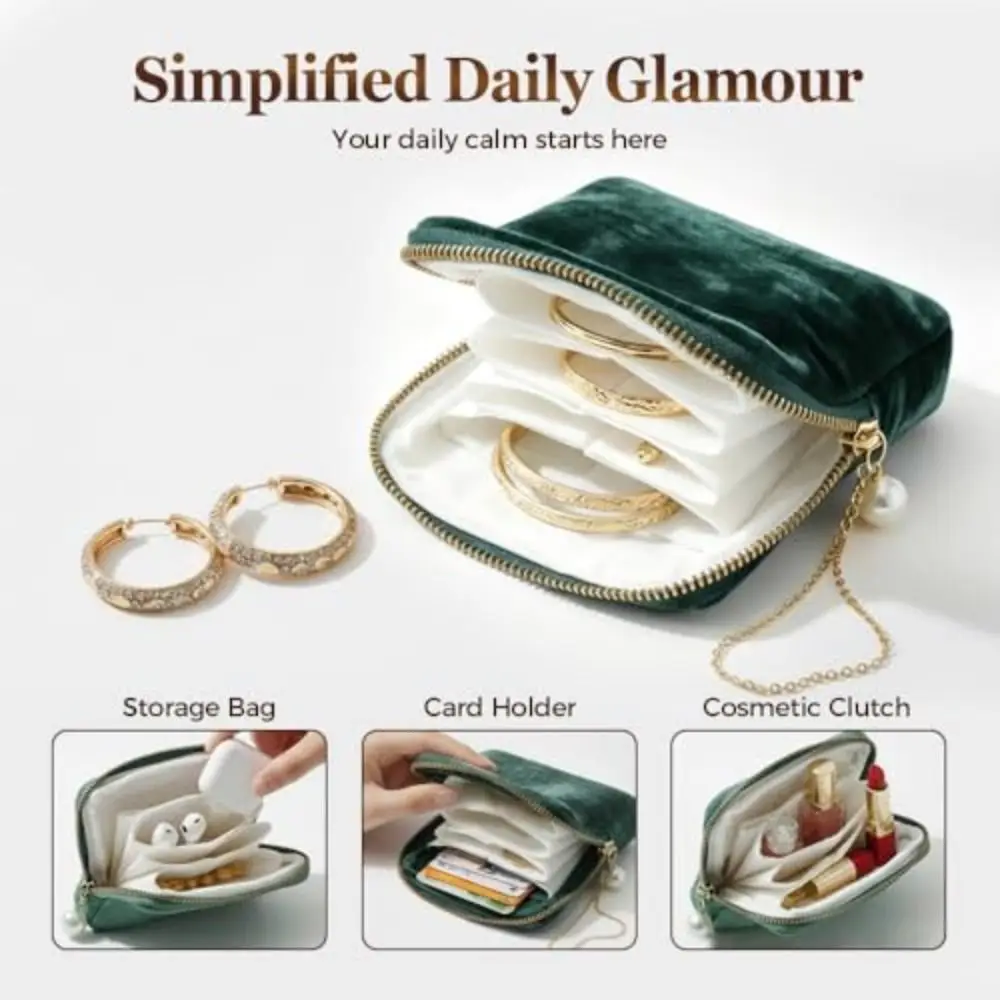 Large Capacity Jewelry Storage Bag Multi-functional Dust-proof Jewelry Bag Multiple Compartments Zipper Jewelry Organizer