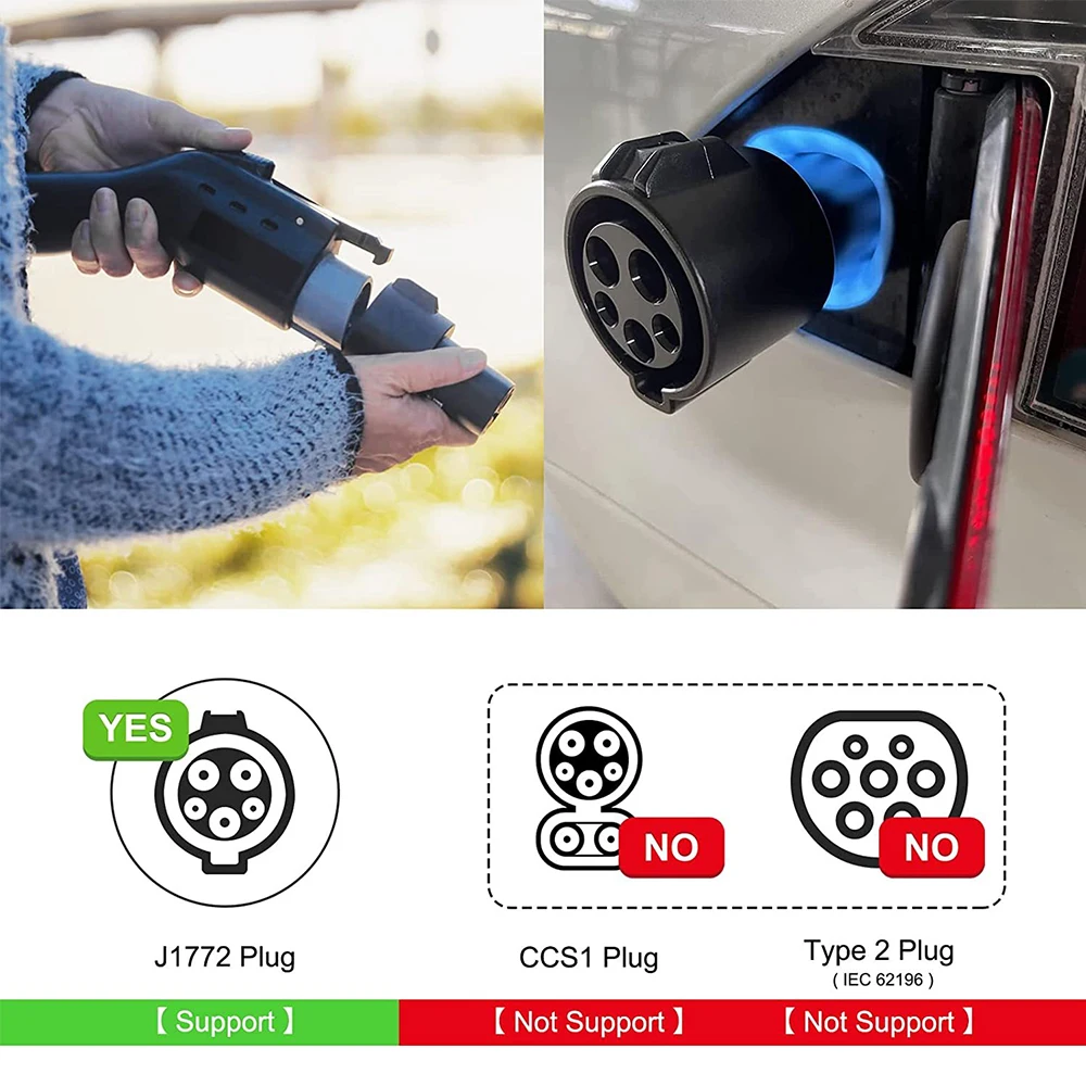 Adaptador de cargador EV Tipo 1 J1772 a Tesla modelo X Y 3 S para conector de pistola de carga de vehículo eléctrico, conversión EVSE, enchufe Teslas