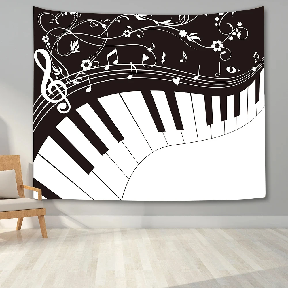 Piano Keys Tapestry,Vintage Musical Notes Wall Hanging Music Theme Wall Blanket for Bedroom Living Room Dorm Home Office Decor