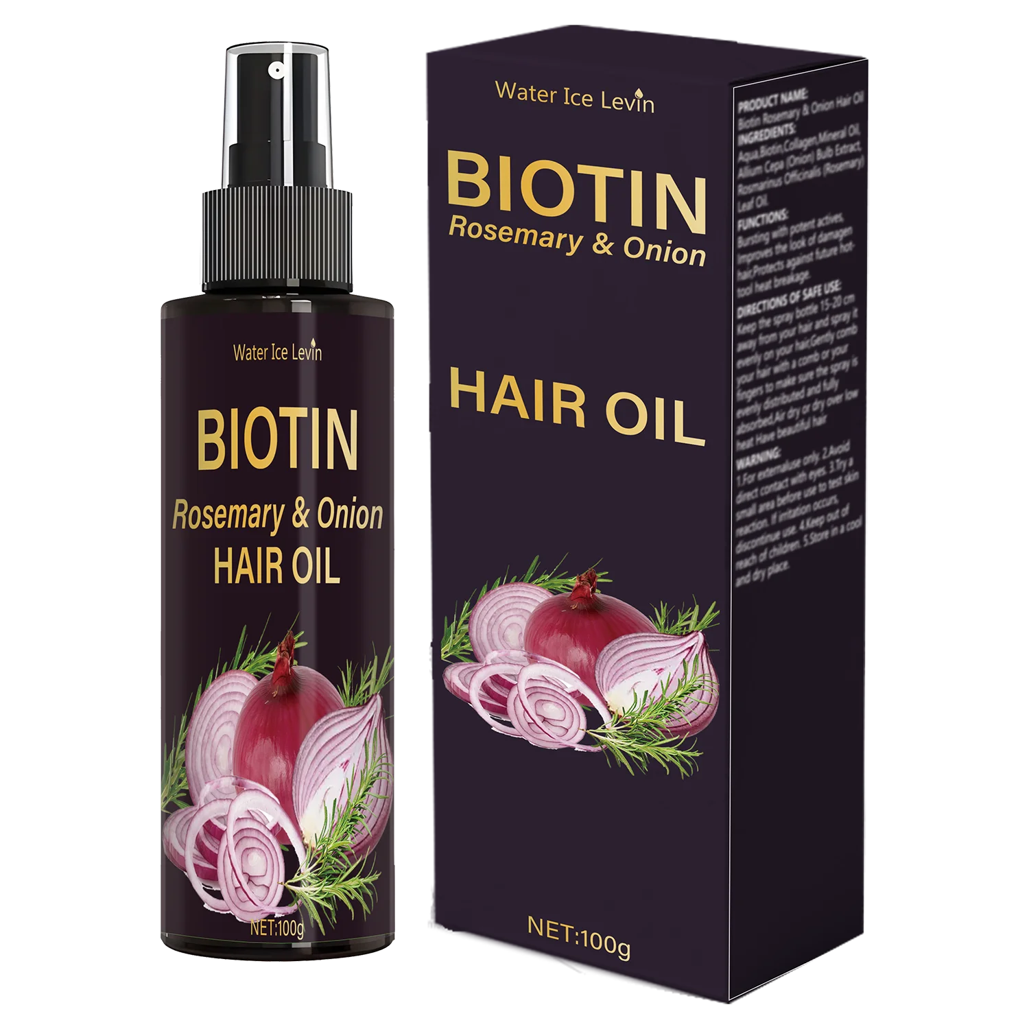 Spray trois-en-un à l'huile de romarin : soin du cuir chevelu/cheveux, avec formule d'oignon, cheveu