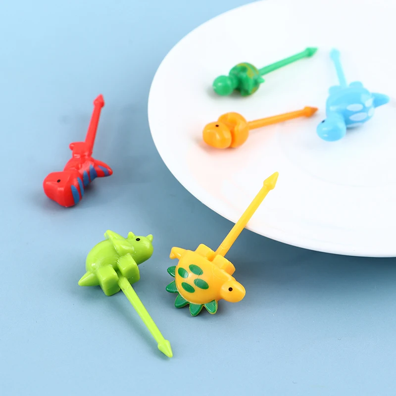 6 Cái/bộ Khủng Long Động Vật Trái Cây Dĩa Mini Hoạt Hình Thực Phẩm Phím Trẻ Em Ăn Nhẹ Bento Dính