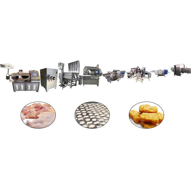 Stainless Steel Chicken Nugget Press Maker Patties and Hash Brown Production Line with Key Machines Fryer and Meat Mincer