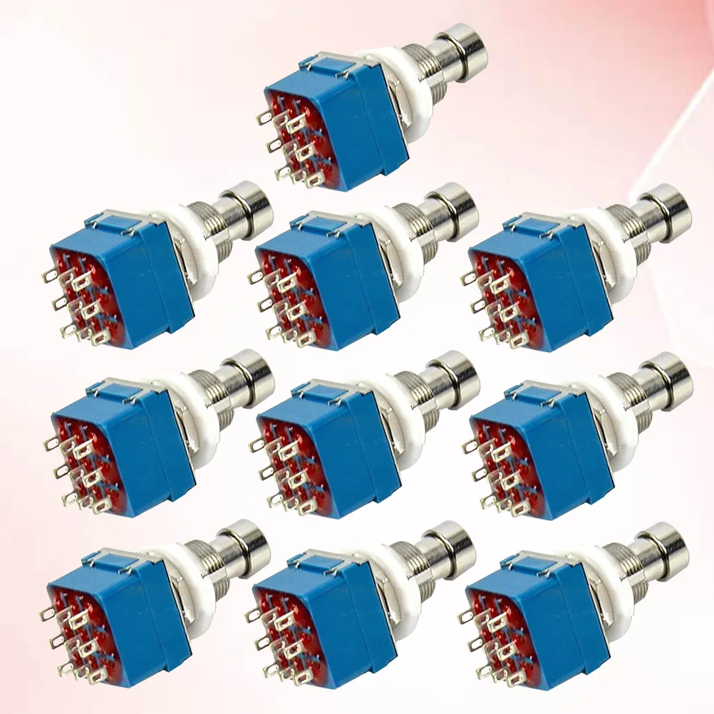 

10 Pcs The Switch Pedal 9- Pin Guitar Effects Metal Power Button Blue Foot