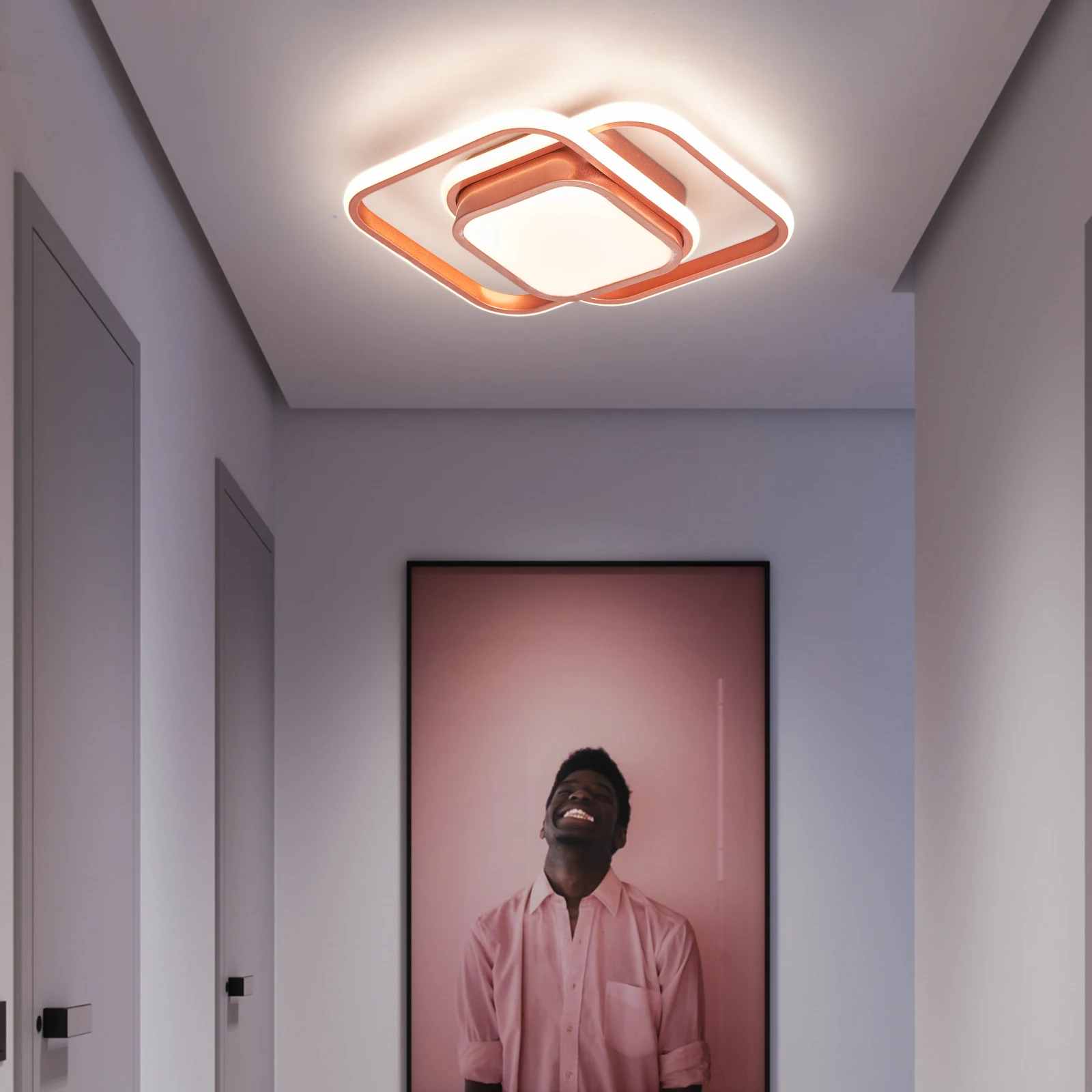 neo gleam lustre de teto moderno luzes led corredor foyer parede quarto sala de estudo ouro rosa preto lampada interior 01