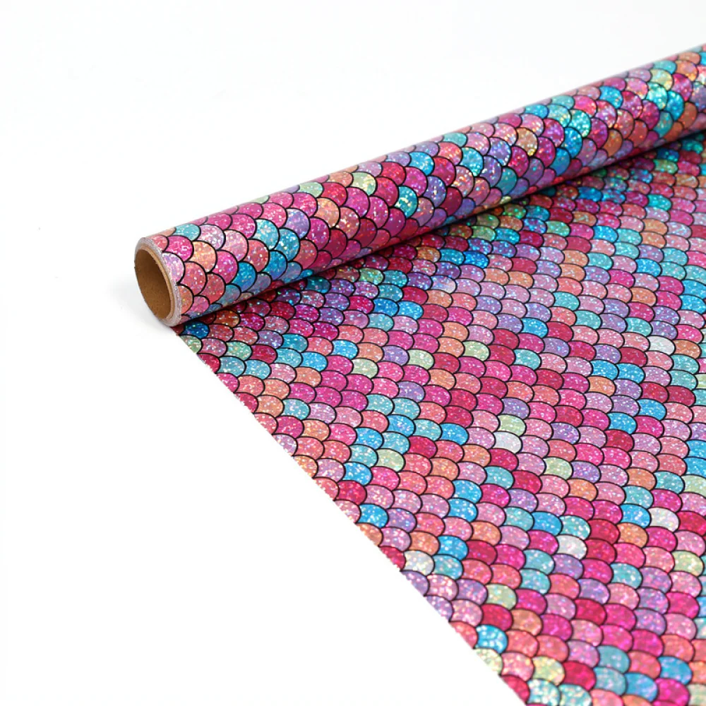 Holographic Fish Scale Pattern Wrapping Paper Roll For Gift Package Decorative Supplies For Wedding Birthday Celebration Craft